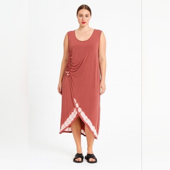 Seven 7 sleeveless maxi dress tie-dye cascade hem Stretch Boho Sleeveless Size L - Picture 1 of 7